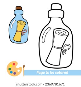 coloring book for kids, message in a bottle vector