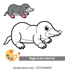 coloring book for kids, mole vector