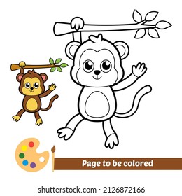 Libro de coloración para niños, vector de mono