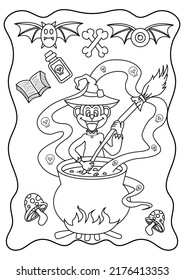 Coloring book for kids. monkey wizard. Coloring book for adults. Halloween. Coloring book for Halloween. Funny horror movie.