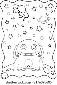 Coloring book for kids. monster cute. Coloring book for adults. space. Coloring book for Halloween and space. Funny monster or alien movie.