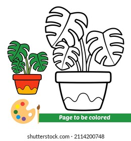 Farbbuch für Kinder, Monstera-Vektorgrafik