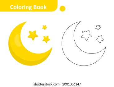 Coloring book for kids, moon vector