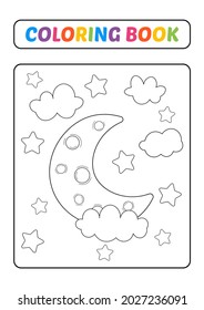 Libro de colores para niños, vector lunar