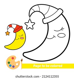 Coloring book for kids, moon vector