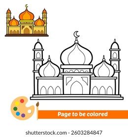 coloring book for kids, mosque vector