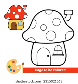 coloring book for kids, mushroom house vector