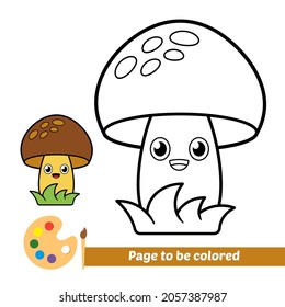 Coloring book for kids, mushroom vector