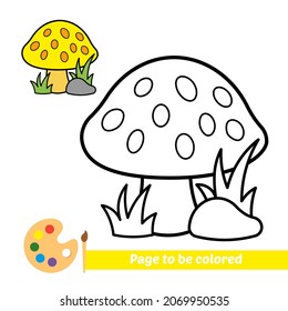 Coloring book for kids, mushroom vector