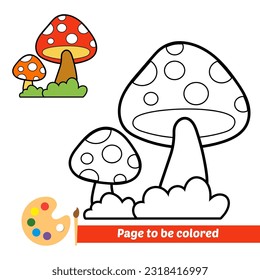 coloring book for kids, mushroom vector