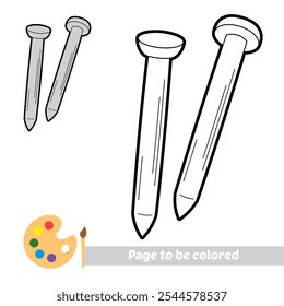 coloring book for kids, nail tool construction vector