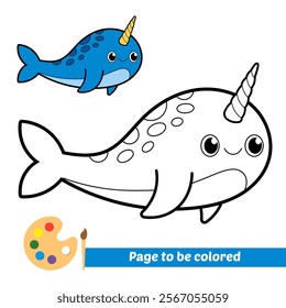 coloring book for kids, narwhal vector