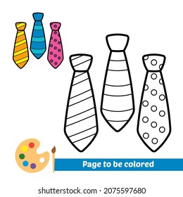 Coloring book for kids, necktie vector