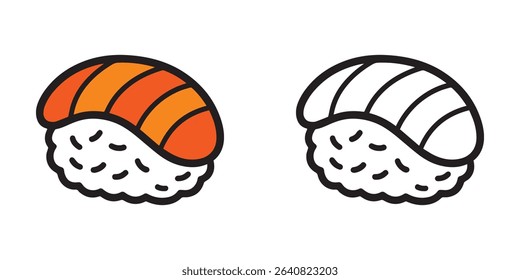 Coloring Book For Kids A Nigiri Delight Food Printable With Fully Colored and Outline Vector Illustration