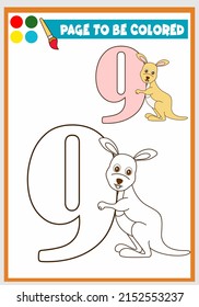 coloring book for kids, nine little kangaroo