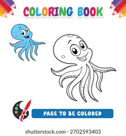 Coloring book for kids octopus vector