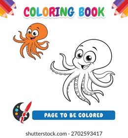 Coloring book for kids octopus vector
