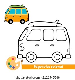 Coloring Book For Kids, Old Minivan Vector