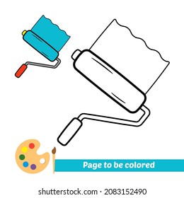 Coloring Book For Kids, Paint Roller Vector