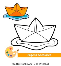 libro de coloración para niños, vector de barco de papel