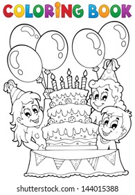 Coloring book kids party theme 2 - eps10 vector illustration.