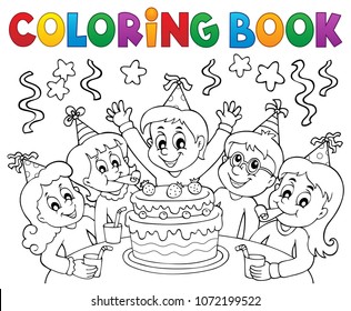 Coloring book kids party topic 1 - eps10 vector illustration.