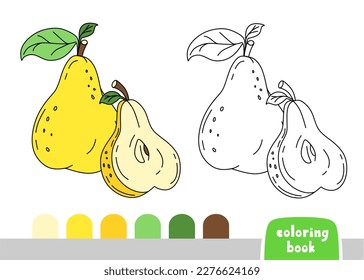 Coloring Book for Kids Pear Page for Books Magazines Coloring Vector Illustration