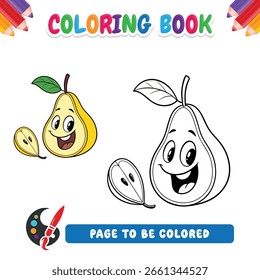 Malbuch für Kinder Birne Vektor