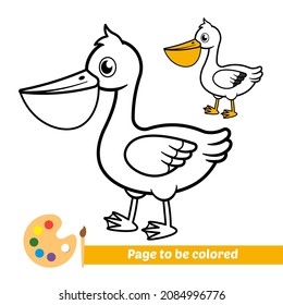 Libro de coloración para niños, vector pelícano