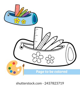 coloring book for kids, pencil case vector