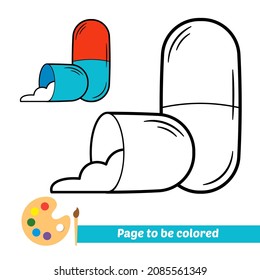 Coloring book for kids, pills vector