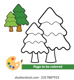 coloring book for kids, pine tree vector