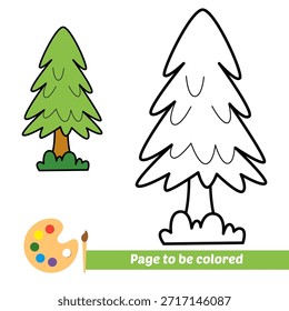 coloring book for kids, pine tree vector