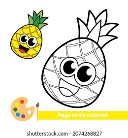 Coloring book for kids, pineapple vector