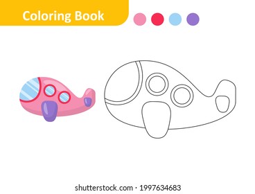 Coloring book for kids, plane vector