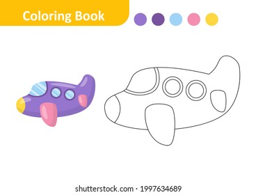 Coloring book for kids, plane vector