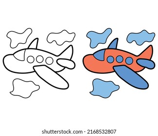 Coloring book for kids, plane vector