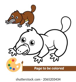 Coloring book for kids, platypus vector