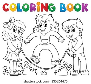 Coloring Book Kids Play Theme 1 - Eps10 Vector Illustration.