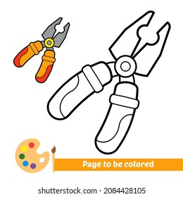 Coloring book for kids, pliers vector