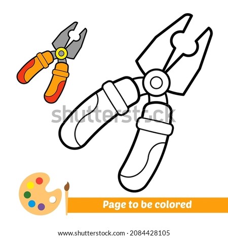 Coloring book for kids, pliers vector
