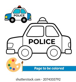 Coloring book for kids, police car vector svg