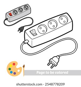 coloring book for kids, power extension cord vector