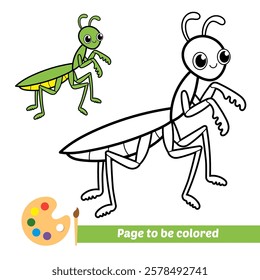 coloring book for kids, praying mantis vector