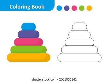 Libro de colores para niños, vector de pirámides