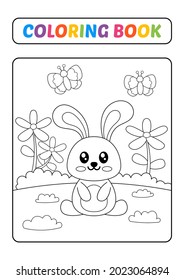 Coloring book for kids, rabbit vector