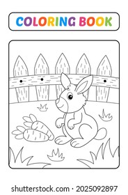 Coloring book for kids, rabbit vector