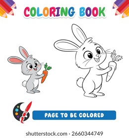 Malbuch für Kinder, Kaninchenvektor