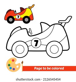 Coloring book for kids, race car vector