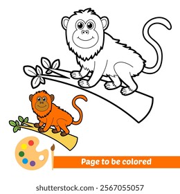 coloring book for kids, red howler monkey vector